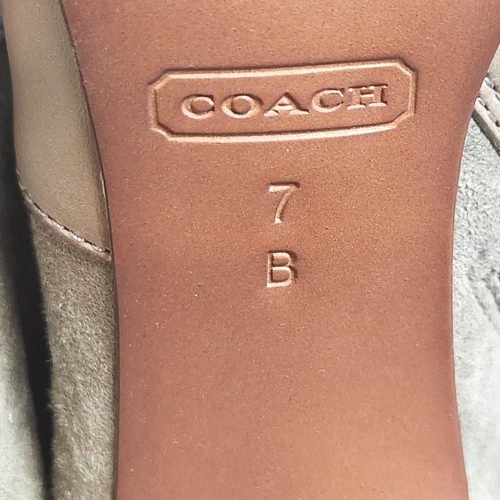 Coach Ursala Knee High Heeled Suede/ Leather Boot Light Beige/Taupe 7 - Picture 9 of 10